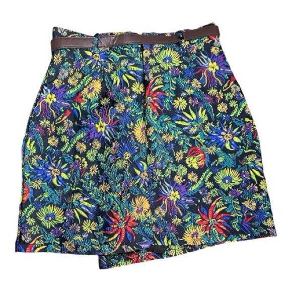 Retro Embroidered High Waist Split Short Streetwear A-line women Mini Skirt S - Picture 2 of 6